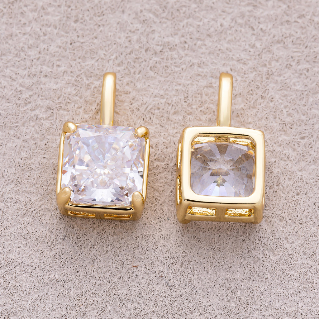16K Gold Plated Clear CZ Square Pendant - Sold Each