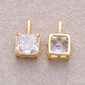16K Gold Plated Clear CZ Square Pendant - Sold Each