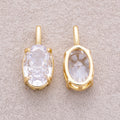 16K Gold Plated Clear CZ Oval Pendant - Sold Each