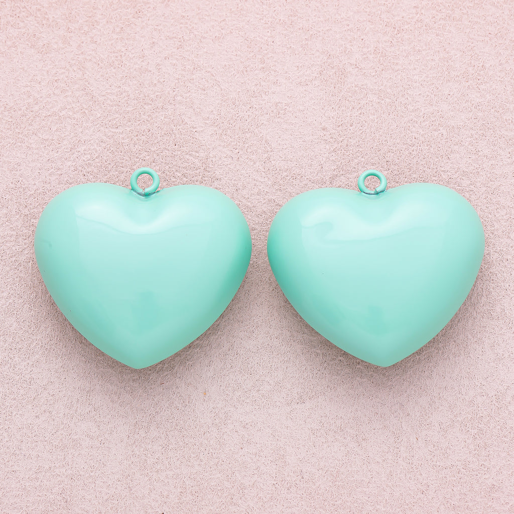 16K Gold Plated Turquoise Chubby Love Heart Charm - Sold Each
