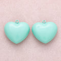 16K Gold Plated Turquoise Chubby Love Heart Charm - Sold Each