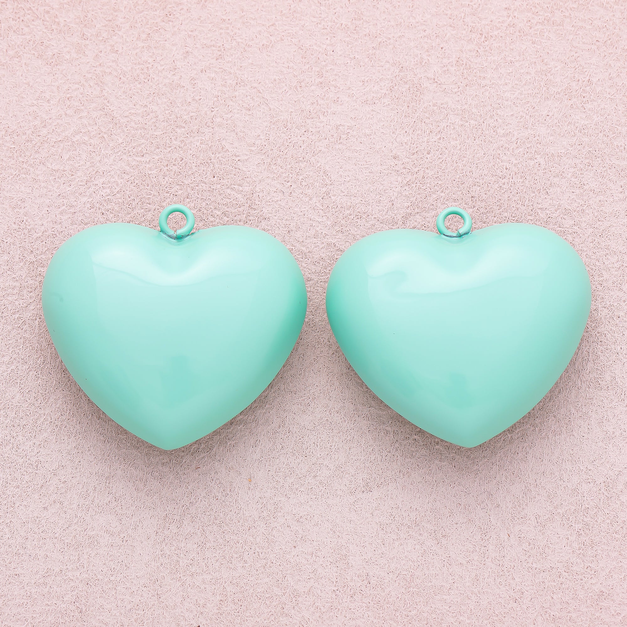 16K Gold Plated Turquoise Chubby Love Heart Charm - Sold Each