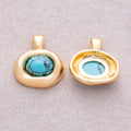16K Gold Plated Turquoise Natural Gemstone Irregular Oval Charm - Sold Each