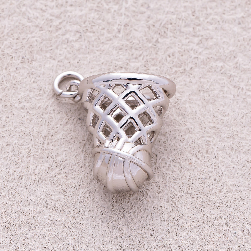 Silver Basketball Ring Sport Charm - Sold Each