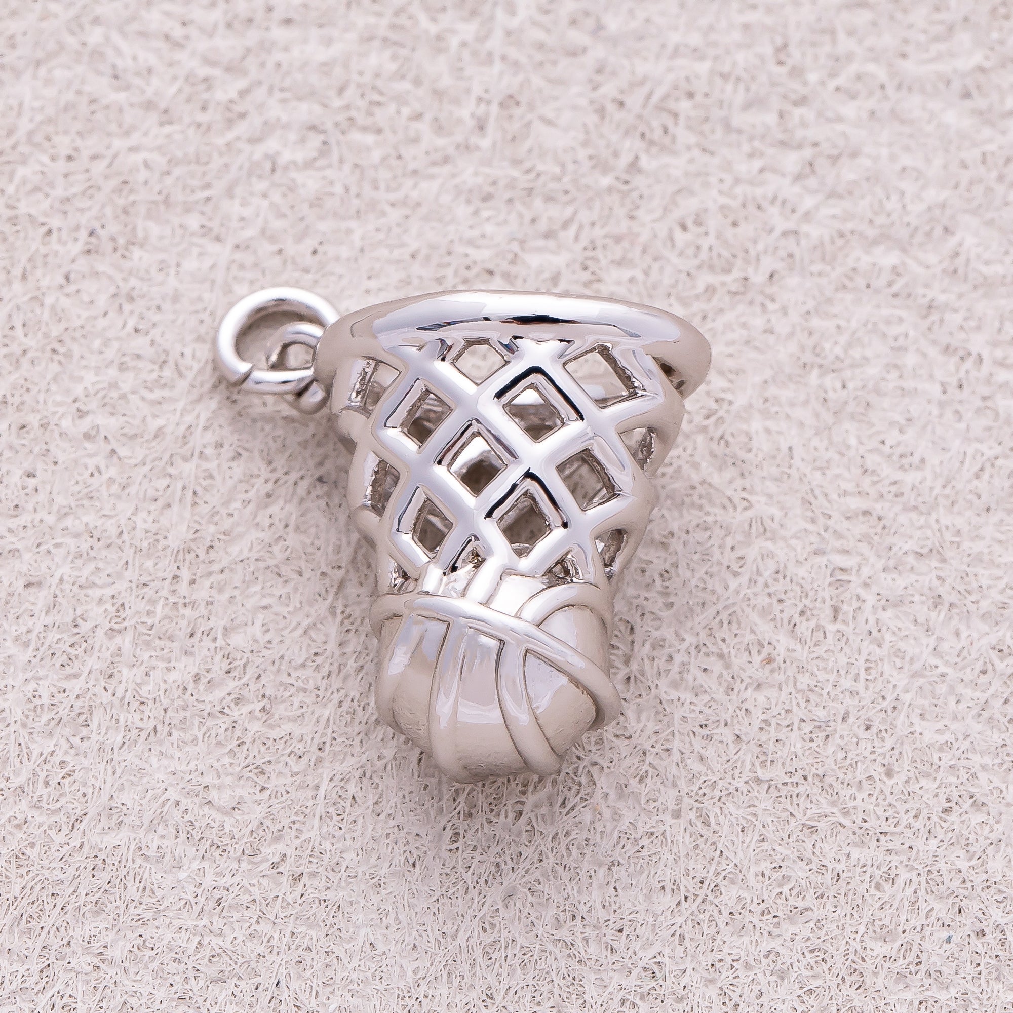 Silver Basketball Ring Sport Charm - Sold Each