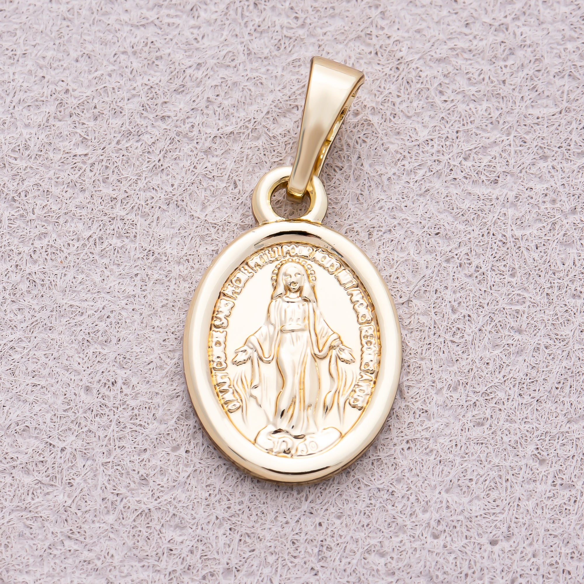 16K Gold Plated Plain Virgin Mary Oval Medallion Pendant - Sold Each
