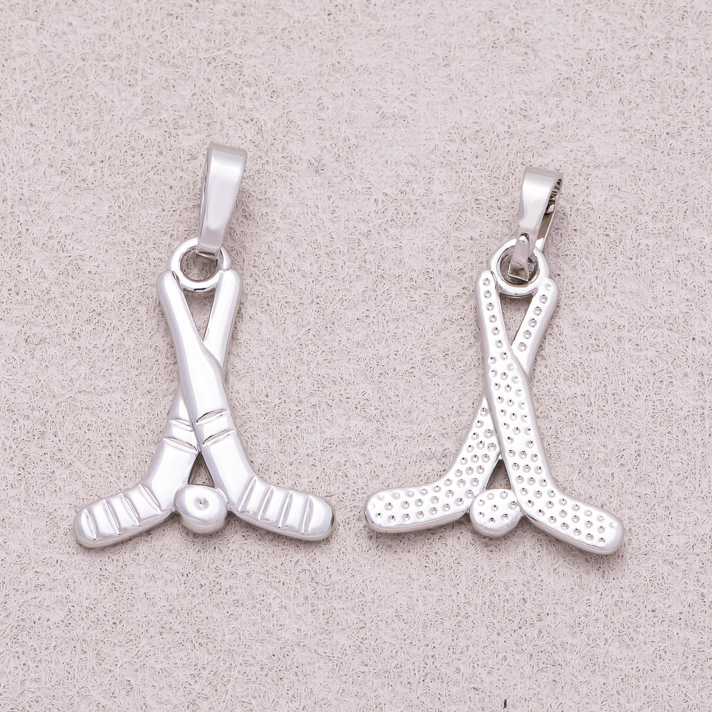 Rhodium Plated Plain Golf Set Sport Pendant - Sold Each