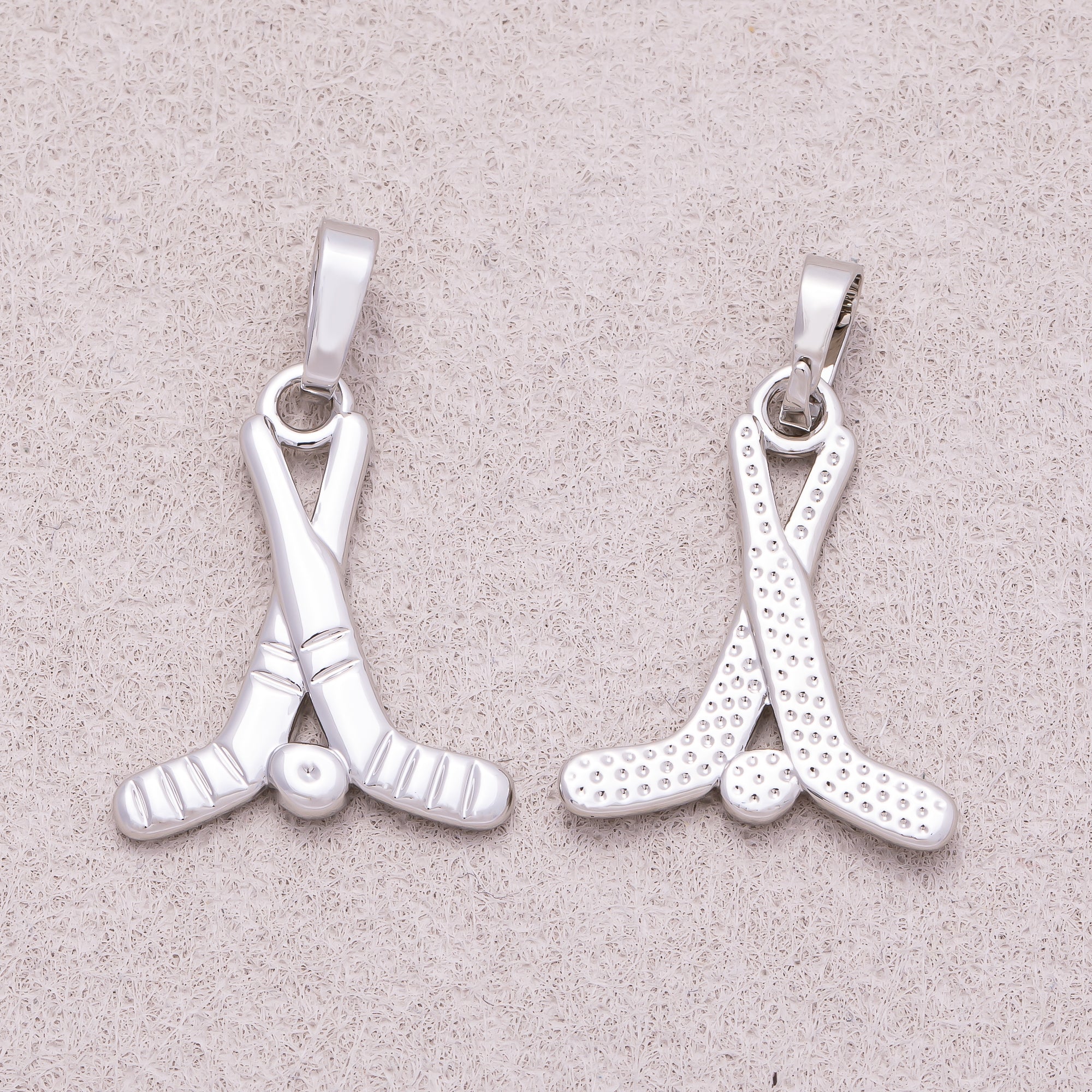 Rhodium Plated Plain Golf Set Sport Pendant - Sold Each