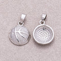 Rhodium Plated Textured Basketball Sport Pendant - Sold Each