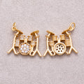 16K Gold Plated Micro Paved CZ Drum Band Musical Instrument Charm - Sold Each