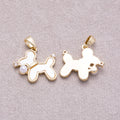 16K Gold Shell Pearl Clear CZ Balloon Dog Animal Pendant - Sold Each