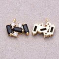 16K Gold Plated Black CZ Triple Baguette Charm - Sold Each