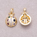 16K Gold Plated Colorful Birthstone CZ Lady Bug Animal Pendant - Sold Each