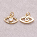 16K Gold Plated Colorful CZ Open Evil Eye Religious Charm - Sold Each