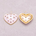 16K Gold Plated Pink CZ Mother of Pearl Chubby Love Heart Pendant - Sold Each