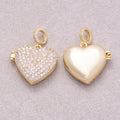 16K Gold Plated Micro Paved CZ Love Heart Open Locket Slider Pendant - Sold Each