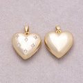 16K Gold Plated Clear CZ Starburst Love Heart Open Locket Pendant - Sold Each