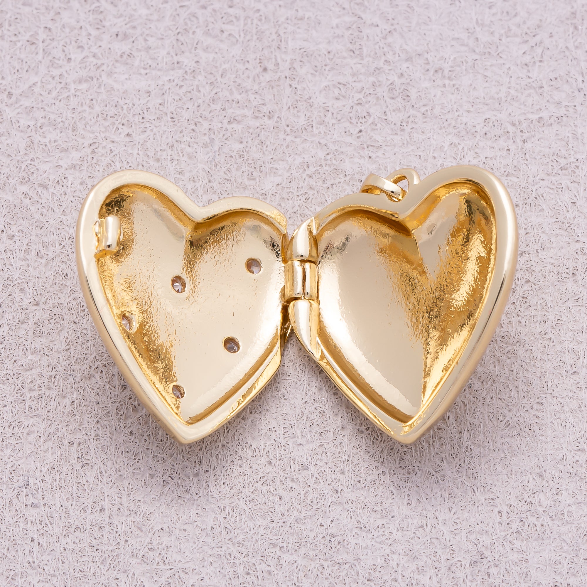 16K Gold Plated Clear CZ Starburst Love Heart Open Locket Pendant - Sold Each