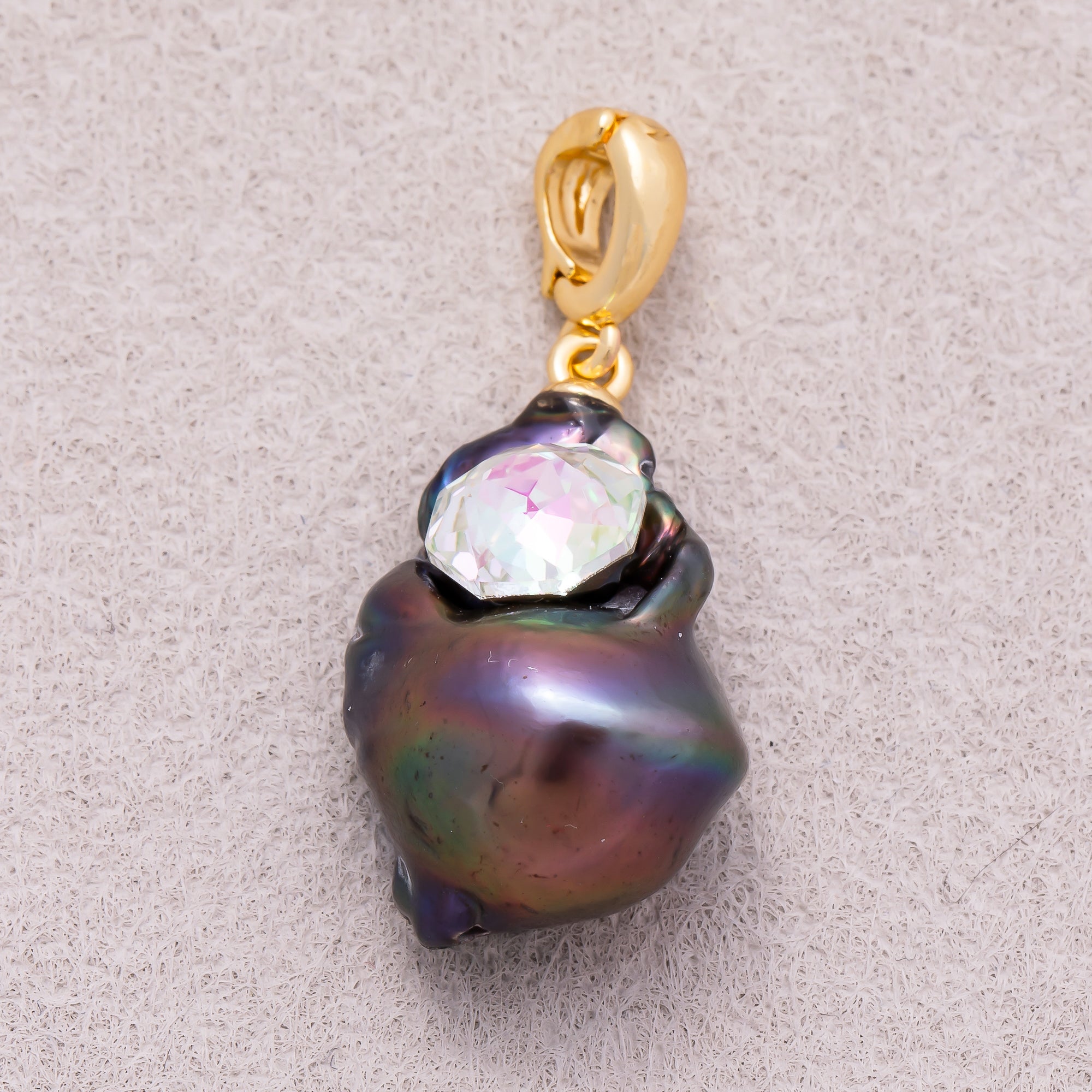 18K Gold Plated Baroque Iridescent Purple Freshwater Pearl Conch Shell Pendant - Sold Each