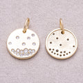 16K Gold Plated Clear CZ Round Medallion Celestial Pendant - Sold Each
