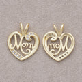 16K Gold Plated Pretty "MOM" Micro Paved CZ Heart Pendant - Sold Each