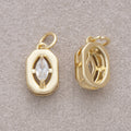 16K Gold Plated Minimalist Marquise CZ Bezel Hexagonal Charm - Sold Each