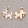 16K Gold Plated CZ Pink Shell Pearl Puppy Pet Pendant - Sold Each