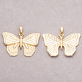 Gold PVD Stainless Steel Textured Butterfly Mariposa Enamel Pendant