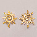 Gold PVD Stainless Steel Celestial Tribal Sun Pendant