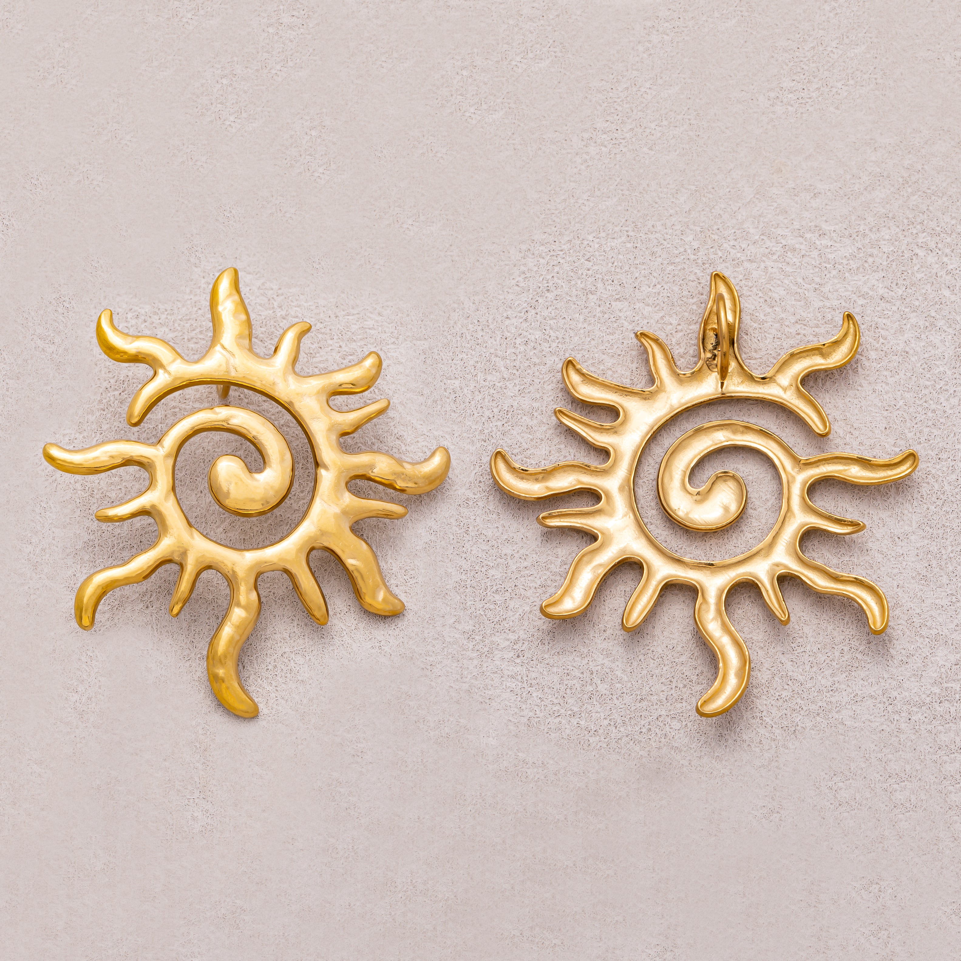 Gold PVD Stainless Steel Celestial Tribal Sun Pendant