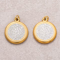 Gold PVD Stainless Steel Textured Phaistos Disc Medallion Charm