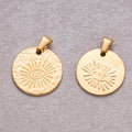 Gold PVD Stainless Steel Evil Eye Textured Medallion Pendant