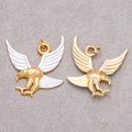 Gold PVD Stainless Steel Eagle Bird Mixed Metal Statement Charm