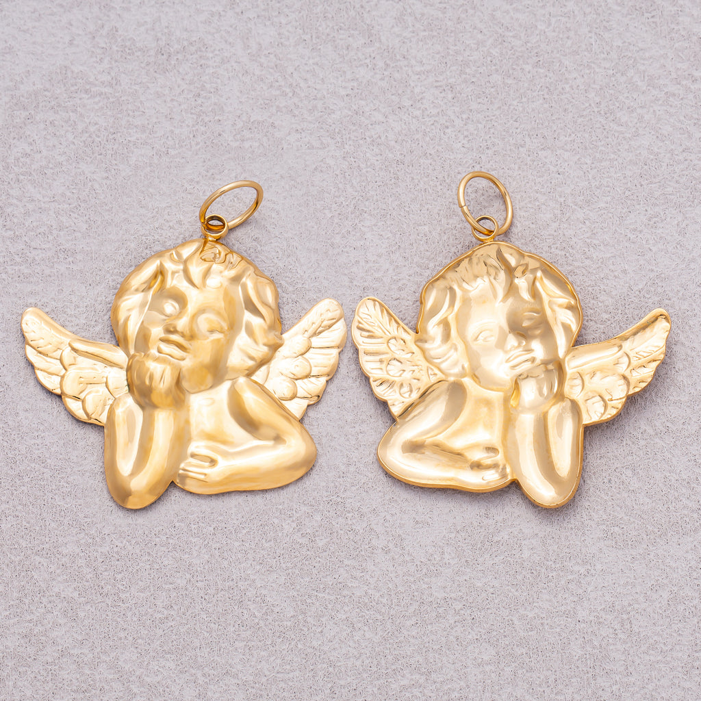 Gold PVD Stainless Steel Plain Baby Angel Religious Charm