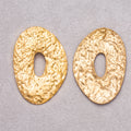 Gold PVD Stainless Steel Textured Irregular Oval Charm
