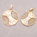 Gold PVD Stainless Steel Hammered Ripple Circular Pendant