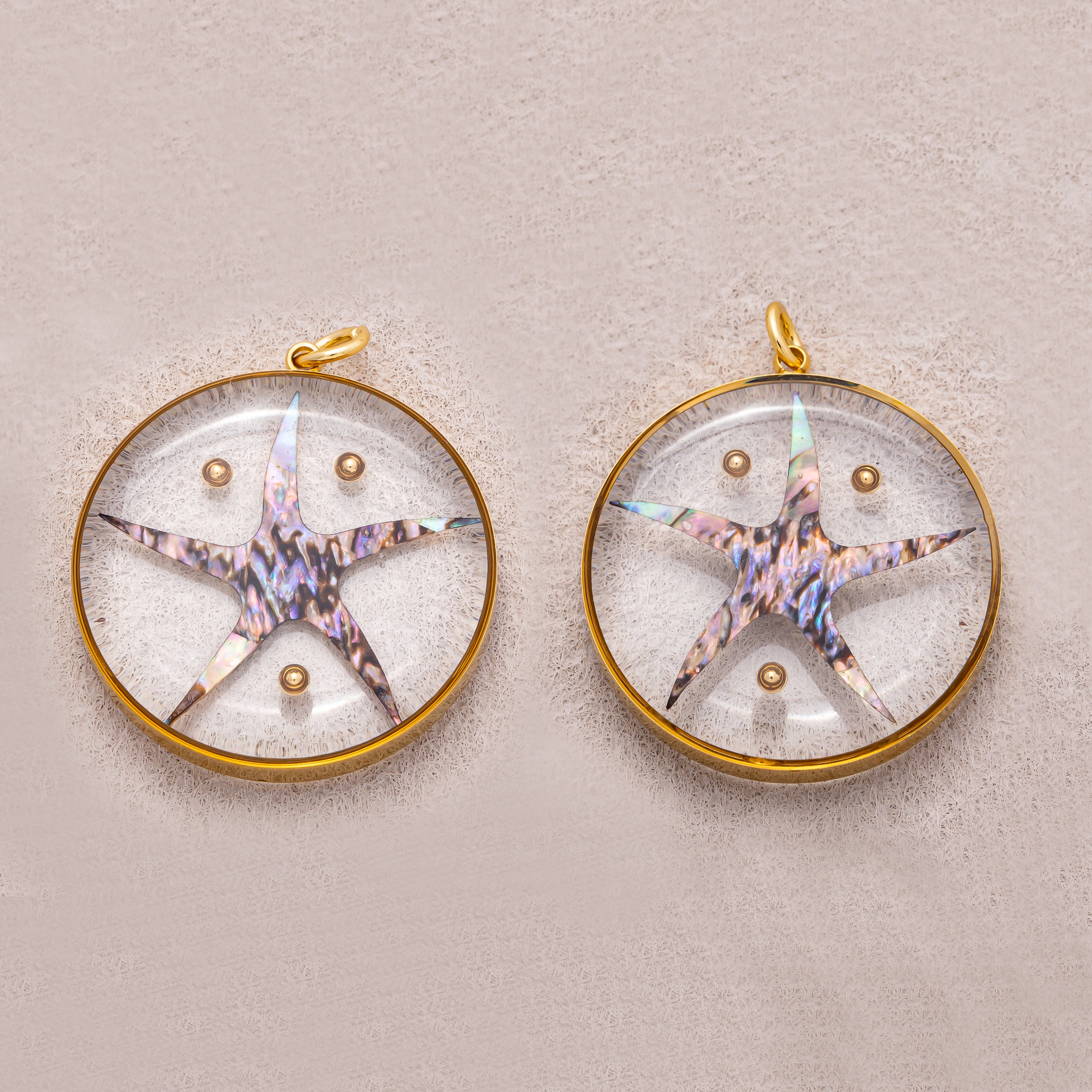Gold PVD Stainless Steel Starfish Medallion Resin Charm