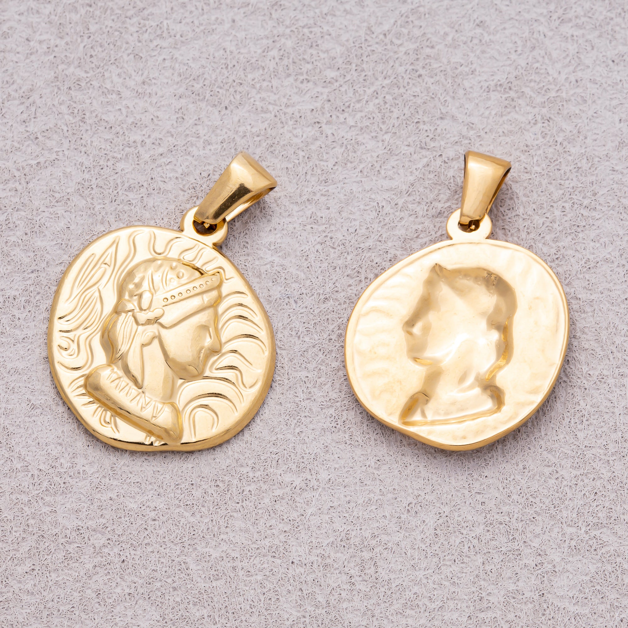 Gold PVD Stainless Steel Virgin Mary Religious Medallion Pendant