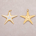 Gold PVD Stainless Steel Micro Paved CZ Ocean Big Starfish Pendant