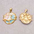 Gold PVD Stainless Steel Blue White Pink Enamel Art Under the Sea Coral Pendant