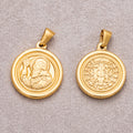 Gold PVD Stainless Steel Saint Benedict Religious Medallion Pendant