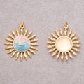 Gold PVD Stainless Steel Pastel Swirl Enamel Sunburst Medallion Charm