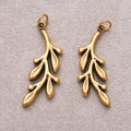 Gold PVD Stainless Steel Minimalist Branch Leaf Plant Charm
