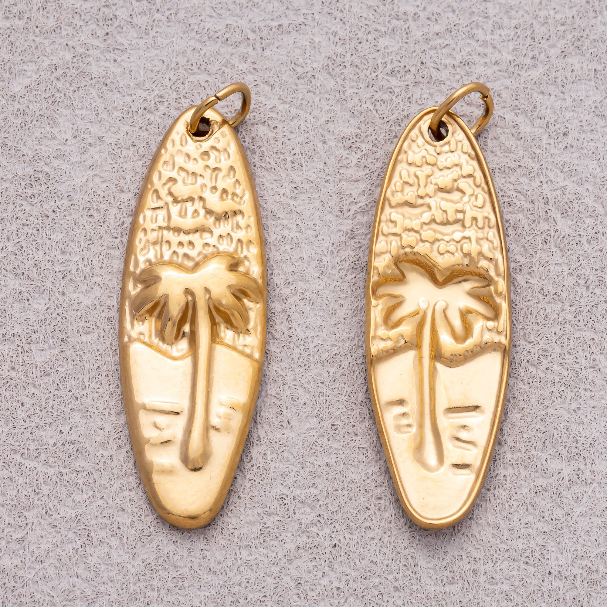 Gold PVD Stainless Steel Surfer Nautical Palm Tree Beach Charm