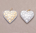 Gold PVD Stainless Steel Mixed Metal Textured Heart Charm