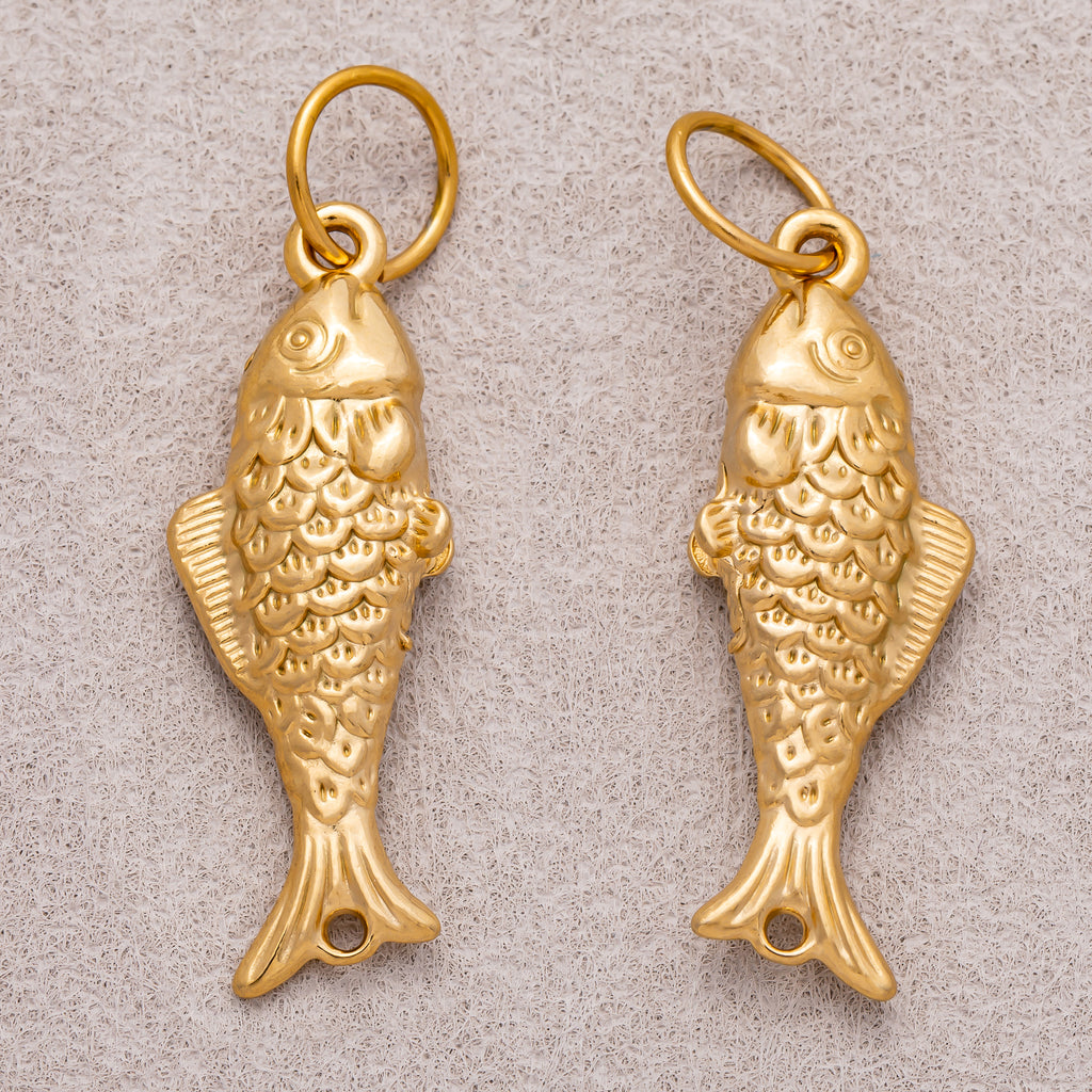 Gold PVD Stainless Steel Large Fish Multidimensional Animal Pendant