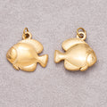 Gold PVD Stainless Steel Geometric Multidimensional Fish Sea Animal Charm