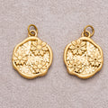 Gold PVD Stainless Steel Cluster Flower Irregular Round Charm