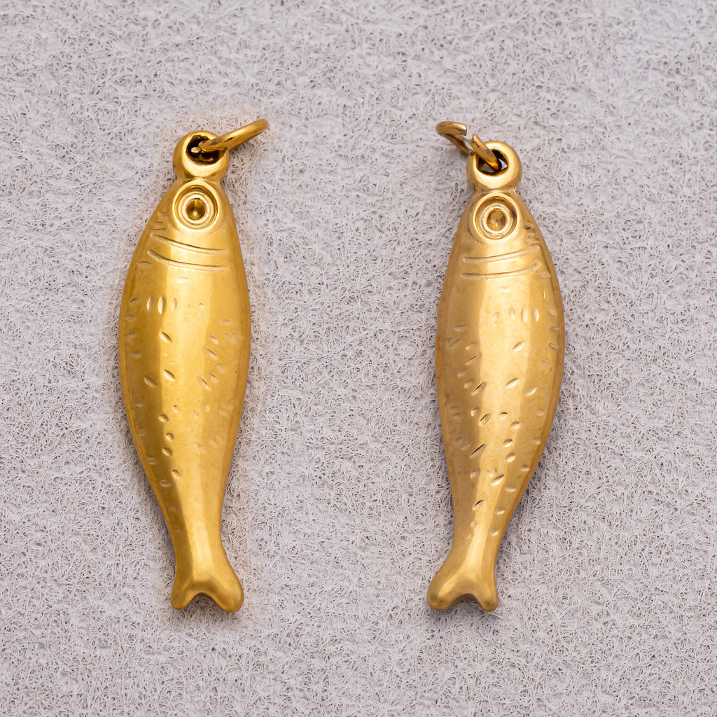 Gold PVD Stainless Steel Minimalist Ocean Fish Charm
