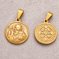 Gold PVD Stainless Steel Saint Benedict Religious Medallion Pendant Double Sided